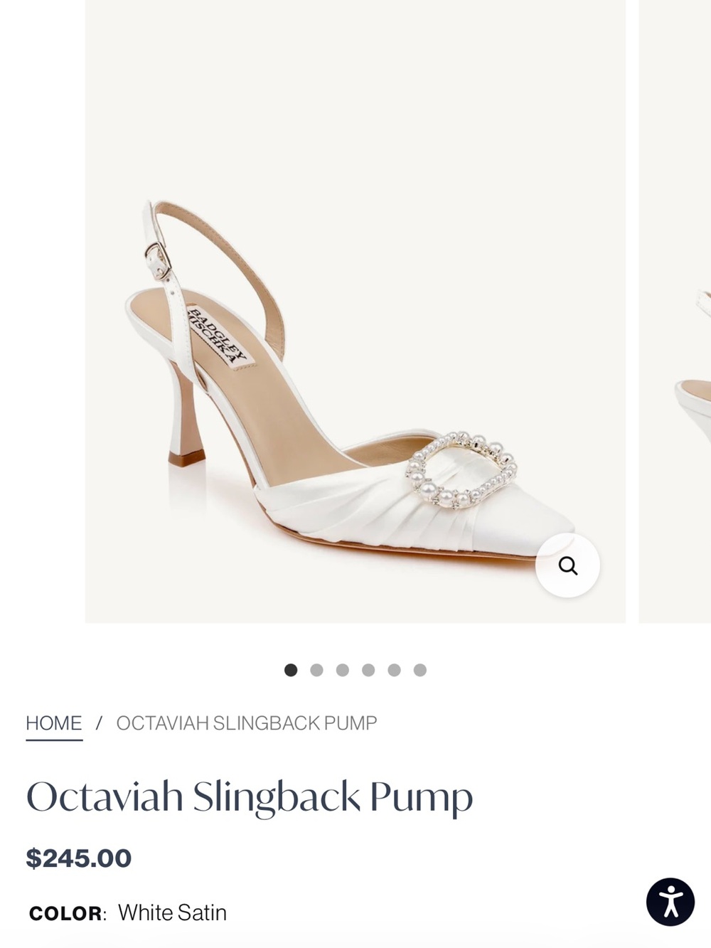 Badgley Mischka White Crystal-Buckle Slingback Pump